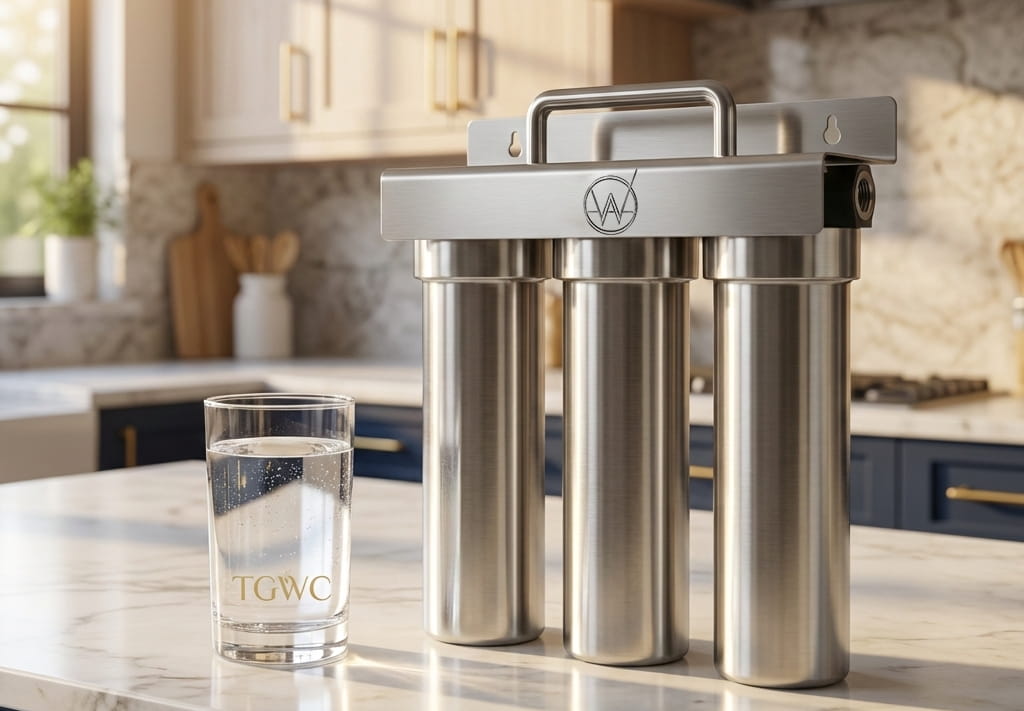 filtro agua doméstico bajo fregadero instalado